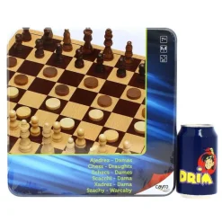 CAYRO Juegos De Mesa|Ajedrez y Damas en Caja de Metal