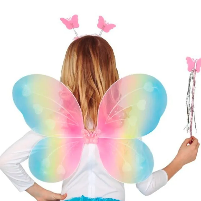 FIESTAS GUIRCA Disfraces Y Complementos|Disfraces Y Complementos|Alas Multicolor con Diadema y Varita
