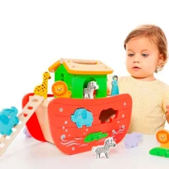 MOLTO Arca Noe Madera 12 figuras animales- Juegos De Madera