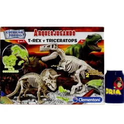 CLEMENTONI Arqueojugando T-Rex y Triceratops- Juegos Y Juguetes Educativos