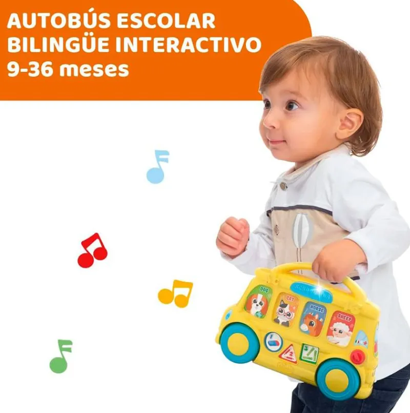 CHICCO Primera Infancia Y Preescolar|Autobús Escolar Electrónico Educativo Bilingüe