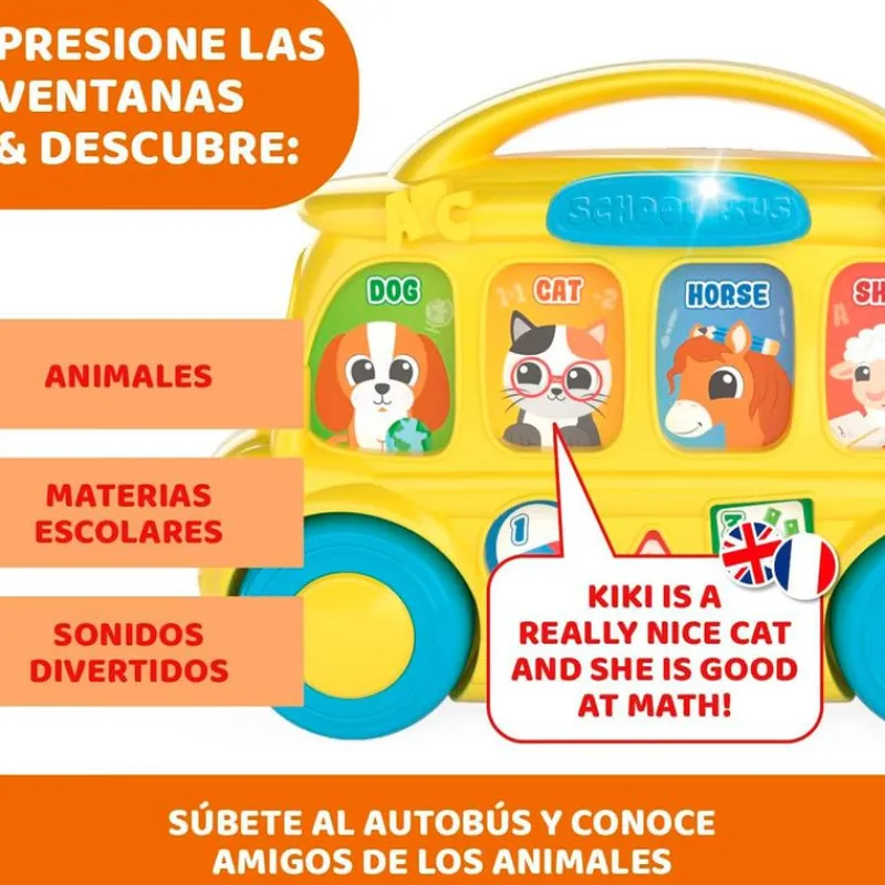 CHICCO Primera Infancia Y Preescolar|Autobús Escolar Electrónico Educativo Bilingüe