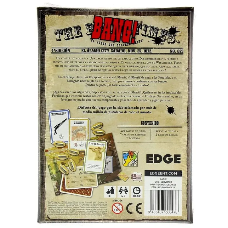 EDGE Amigos Y Familia|Juegos De Mesa|Bang! Juego de Cartas