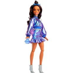 MATTEL Barbie Deluxe Style nº 7 Muñeca Morena Conjunto Azul Metalizado- Barbie Colección|Muñecas