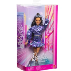 MATTEL Barbie Deluxe Style nº 7 Muñeca Morena Conjunto Azul Metalizado- Barbie Colección|Muñecas