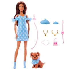 MATTEL Barbie Twinning Looks Muñeca Perrito Vestido Topos- Muñecas