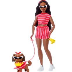 MATTEL Muñecas|Barbie Twinning Looks Muñeca Perrito Ropa Rayas Rojas