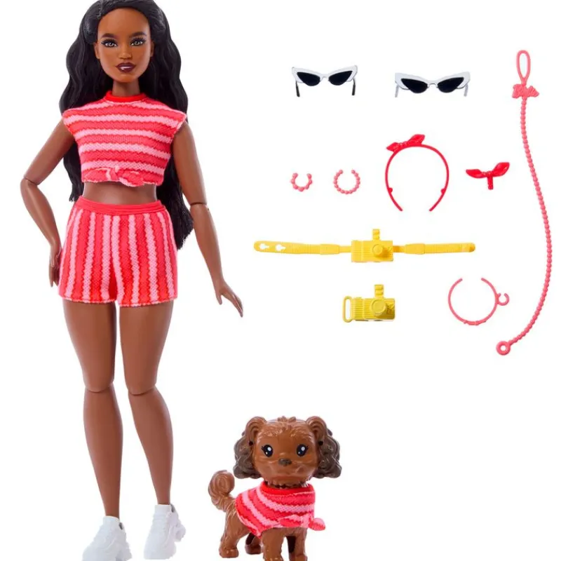 MATTEL Muñecas|Barbie Twinning Looks Muñeca Perrito Ropa Rayas Rojas