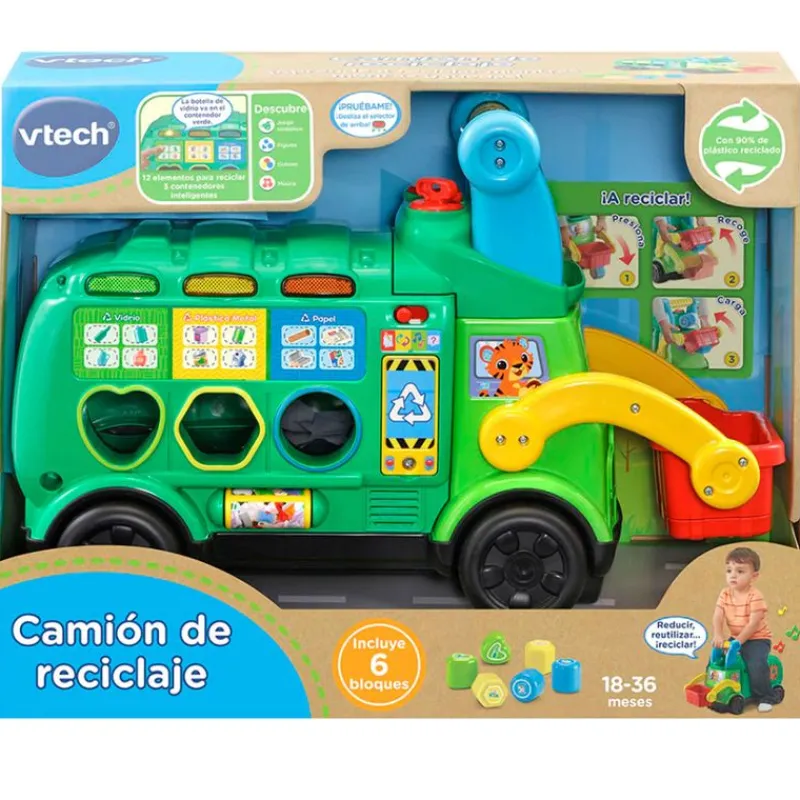 VTECH Camión de Reciclaje ECO- Vehículos, Trenes Y Parkings