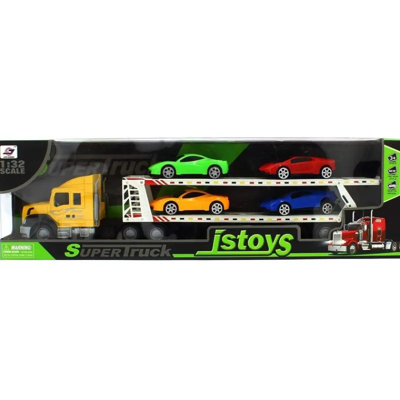 DRIM DISCOUNT Camión de Transporte Amarillo con Coches- Vehículos, Trenes Y Parkings