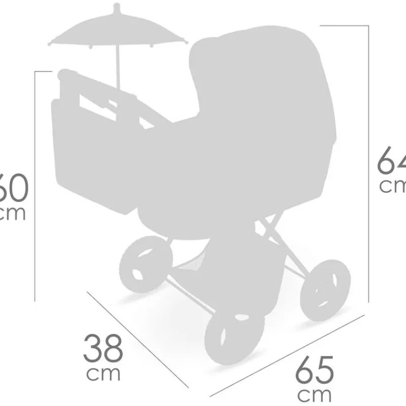 DECUEVAS Muñecas|Juegos Y Juguetes De Imitación|Carro de Muñecas Capriccio con Sombrilla