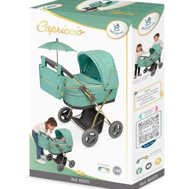 DECUEVAS Muñecas|Juegos Y Juguetes De Imitación|Carro de Muñecas Capriccio con Sombrilla