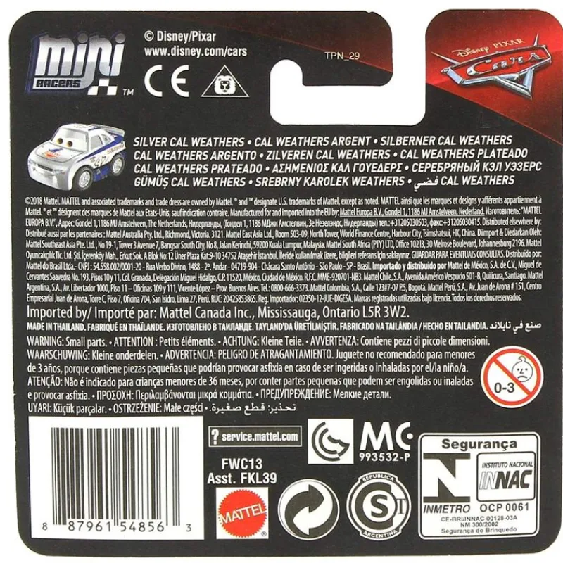 MATTEL Vehículos, Trenes Y Parkings|Cars Mini Racers Cal Weathers Plateado