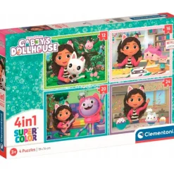 CLEMENTONI Casa de Muñecas de Gabby Puzzle 4 en 1 Progresivo- Puzzles Y Construcciones