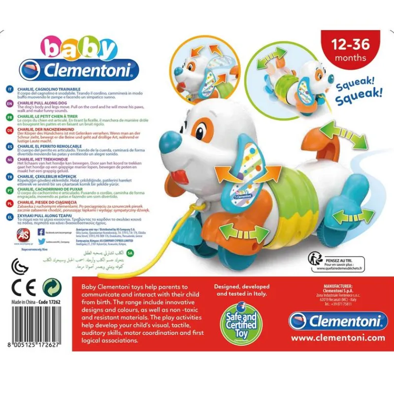 CLEMENTONI Charlie, Perrito de Arrastre- Primera Infancia Y Preescolar