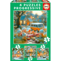 EDUCA Ciudad de Conejitos Puzzle Progresivo- Puzzles Y Construcciones