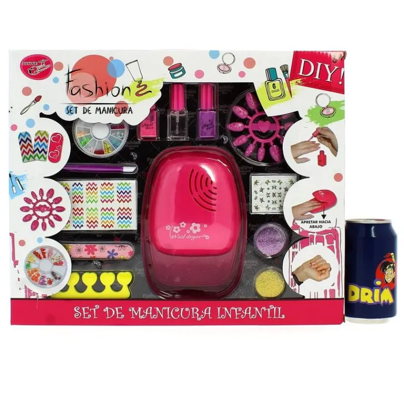 DRIM DISCOUNT Conjunto Infantil de Manicura con Secador- Juegos Y Juguetes De Imitación