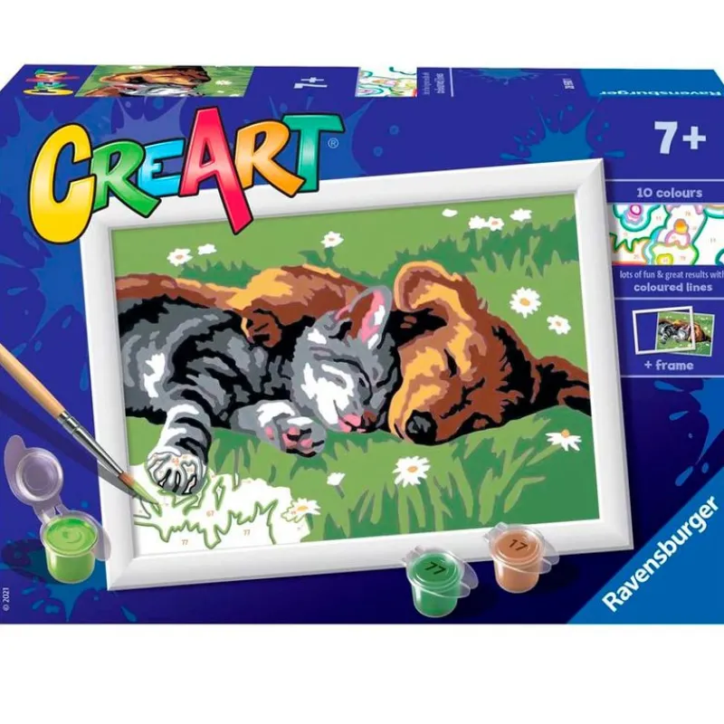 RAVENSBURGER CreArt Pintar x Números Perro y Gato- Manualidades