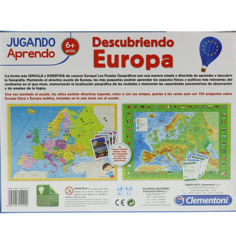 CLEMENTONI Descubriendo Europa Puzzle/Mapa Geográfico- Juegos De Mesa