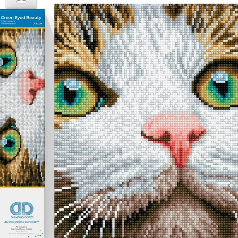 MADNESS TOYS Diamond Dotz Diamond Painting Gato Ojos Verdes- Manualidades