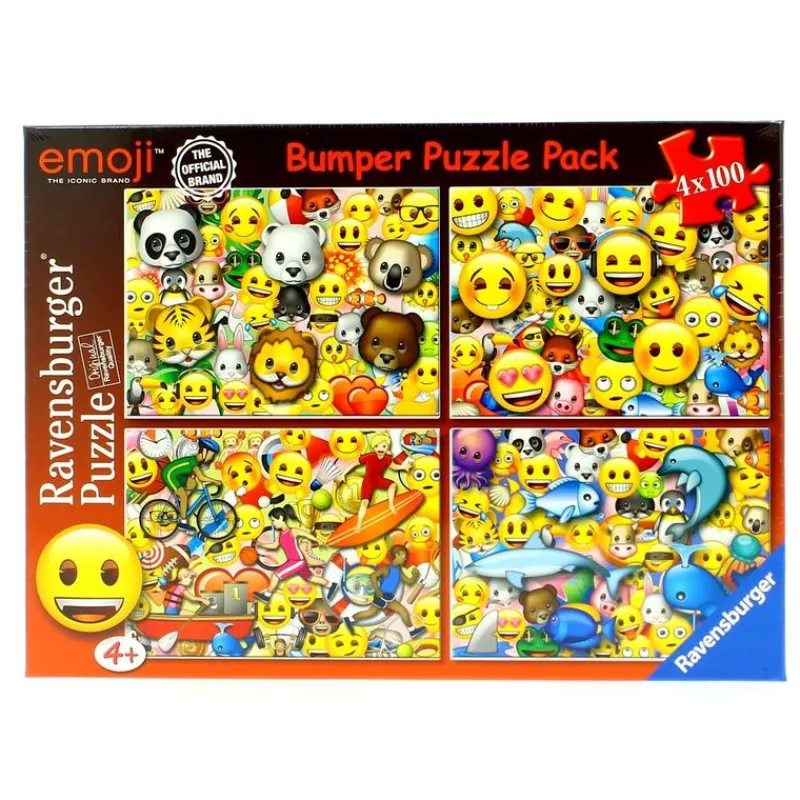 RAVENSBURGER Puzzles Y Construcciones|Emoji Super Pack 4 Puzzles de 100 Piezas