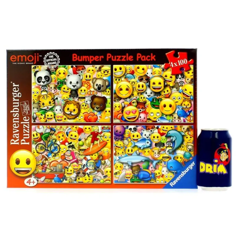 RAVENSBURGER Puzzles Y Construcciones|Emoji Super Pack 4 Puzzles de 100 Piezas