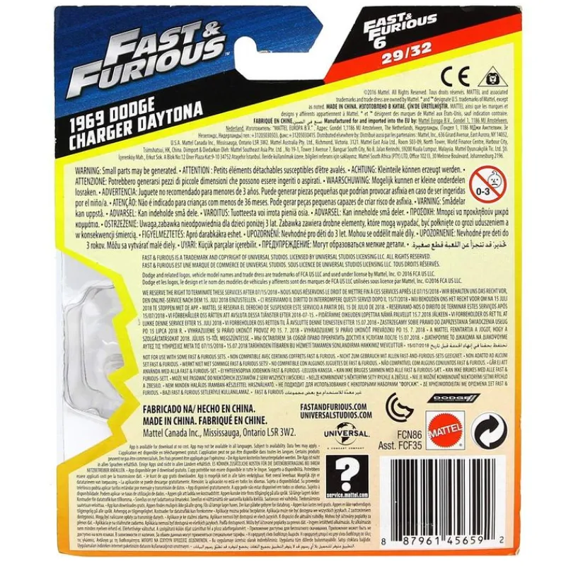 MATTEL Vehículos, Trenes Y Parkings|Fast & Furious Vehículo Dodge Charger Daytona 1969