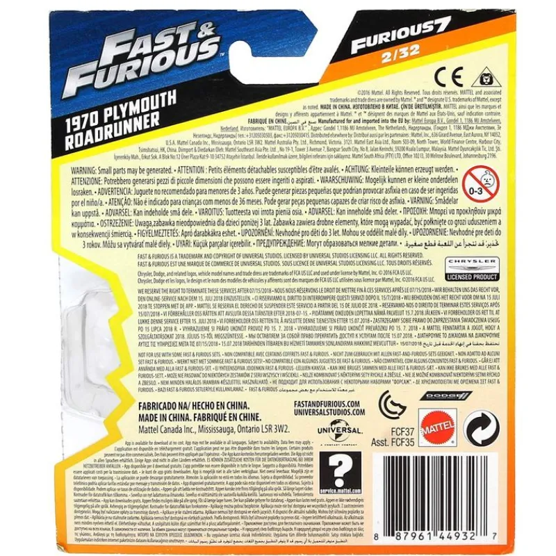 MATTEL Vehículos, Trenes Y Parkings|Fast & Furious Vehículo Plymouth Roadrunner 1970