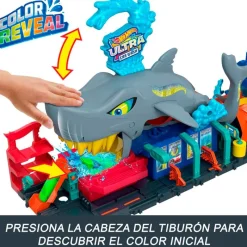 MATTEL Vehículos, Trenes Y Parkings|Hot Wheels City Ultra Shark Túnel Lavado Tiburón