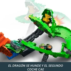 MATTEL Vehículos, Trenes Y Parkings|Hot Wheels Monster Trucks Destrucción Dragón de Sharks vs. Dinos.