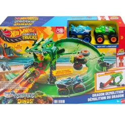 MATTEL Vehículos, Trenes Y Parkings|Hot Wheels Monster Trucks Destrucción Dragón de Sharks vs. Dinos.