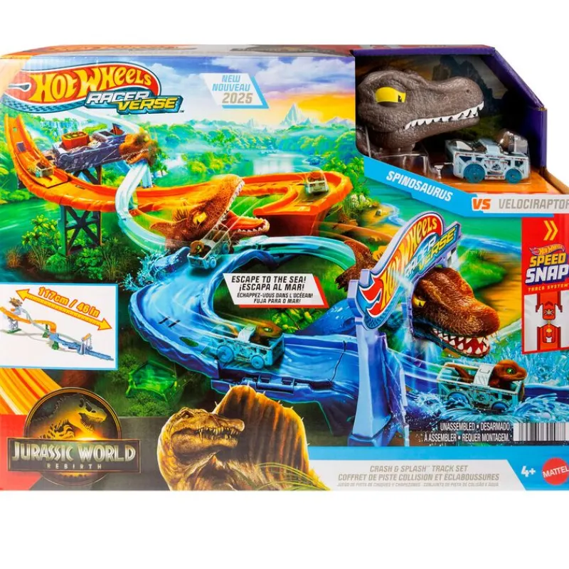 MATTEL Hot Wheels RacerVerse Jurassic World Choque y Zambullida Pista- Vehículos, Trenes Y Parkings