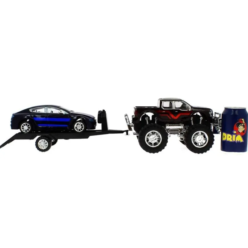 DRIM DISCOUNT Vehículos, Trenes Y Parkings|Jeep de Juguete con Remolque y Coche Negro y Azul