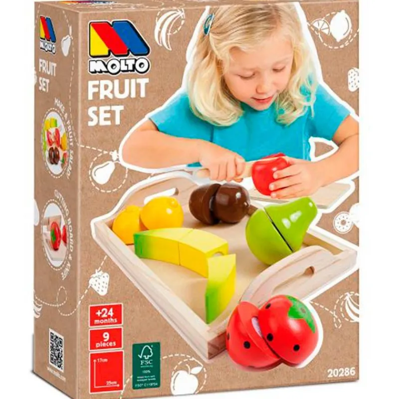 MOLTO Juegos De Madera|Juegos Y Juguetes De Imitación|Juego Bandeja Frutas de Madera