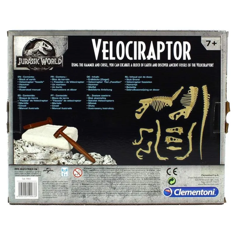 CLEMENTONI Jurassic World Velociraptor con Escenario- Juegos Y Juguetes Educativos