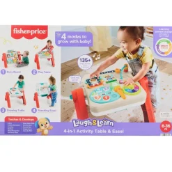 FISHER PRICE Primera Infancia Y Preescolar|Laugh & Learn Mesa de Actividades 4 en 1 y Caballete