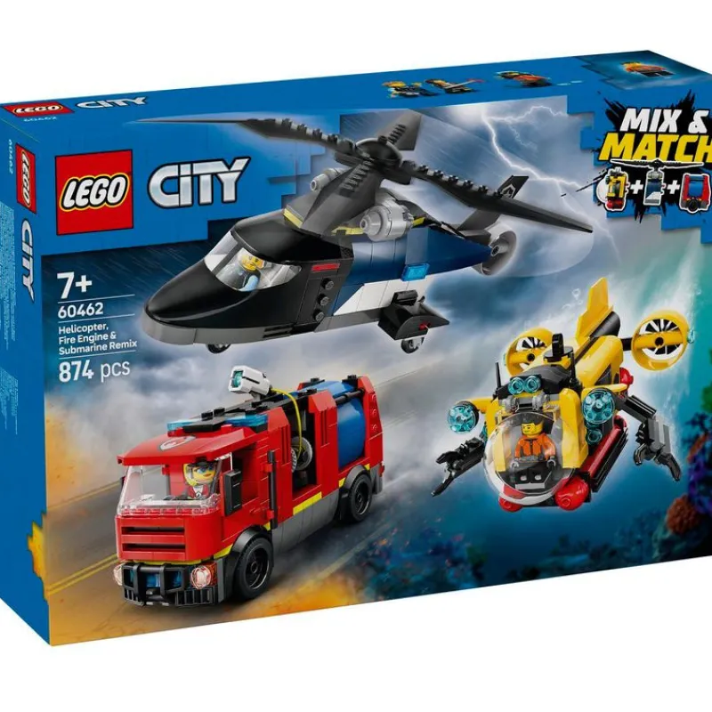 LEGO City Helicóptero, Camión Bomberos, Submarino- Lego