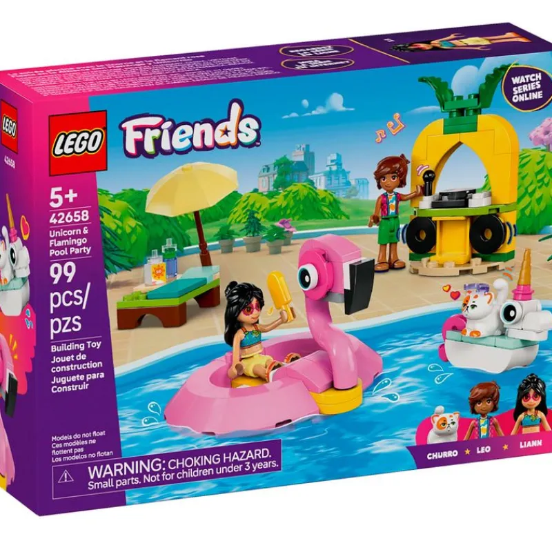 LEGO Friends Fiesta en la Piscina con Flamenco y Unicornio- Lego