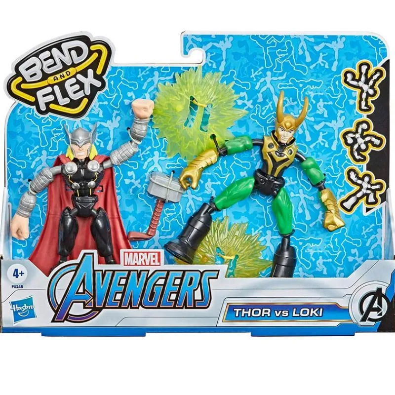 HASBRO Los Vengadores Bend and Flex Thor vs Loki- Figuras Y Figuras De Acción
