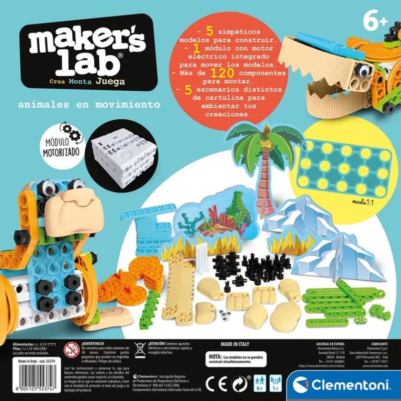CLEMENTONI Maker's Lab - Animales en Movimento- Juegos Y Juguetes Educativos