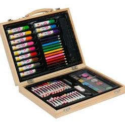 DRIM DISCOUNT Maletín Madera Pinturas 68 Piezas- Juegos De Madera|Manualidades