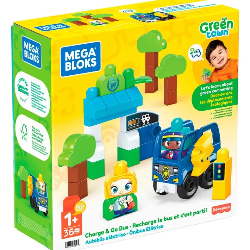MEGABLOKS Mega Bloks Green Town Autobús Eléctrico- Puzzles Y Construcciones