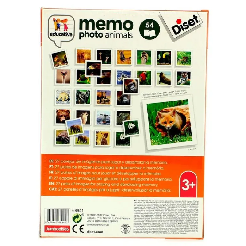 DISET Memo Photo Animals- Juegos Y Juguetes Educativos