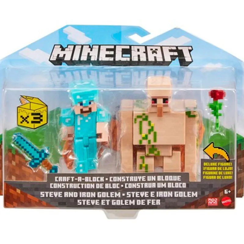 MATTEL Figuras Videojuegos|Figuras Y Figuras De Acción|Minecraft Pack 2 Figuras Surtidas