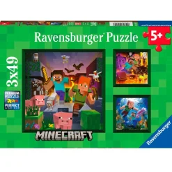 RAVENSBURGER Minecraft Puzzle 3x49 Piezas- Puzzles Y Construcciones