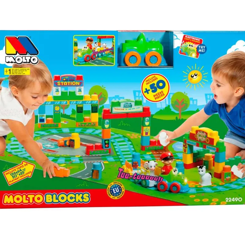 MOLTO Vehículos, Trenes Y Parkings|Blocks Tren + Tapiz