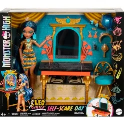 MATTEL Monster High Muñeca Cleo De Nile con Tocador y Accesorios- Monster High Colección|Halloween
