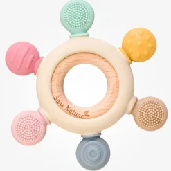 SARO Chupetes Y Dentición|Juegos De Madera|Mordedor madera y silicona sensorial