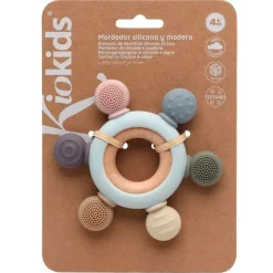 KIOKIDS Chupetes Y Dentición|Juegos De Madera|Mordedor madera y silicona sensorial