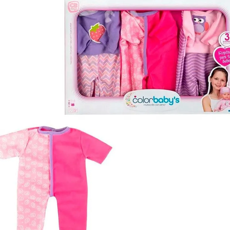 COLOR BABY Muñecas|Pack 3 Trajes Muñeca Bebé